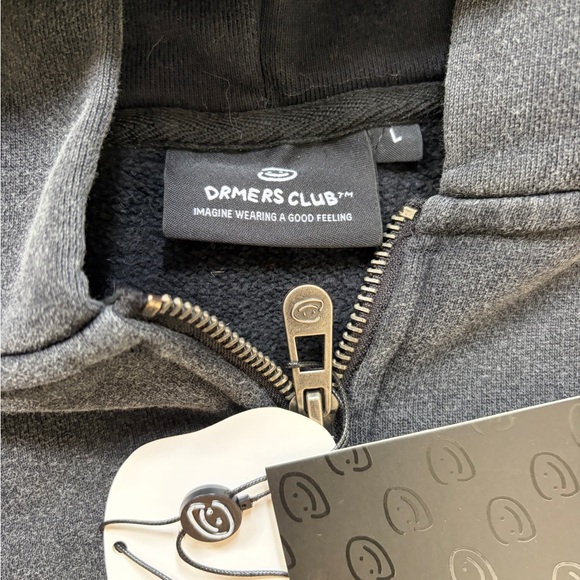 Drmers Club Essential Boxy Vintage Black Double Zip Hoodie unisex - Picture 8 of 10